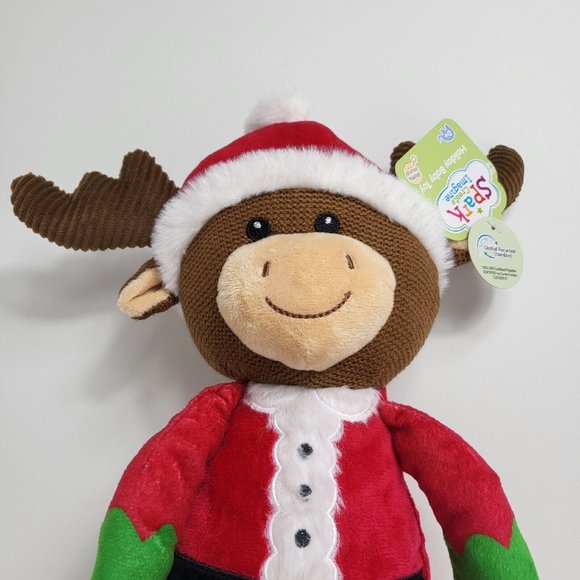 Spark Create Imagine Knit Plush Christmas Santa Moose Rattle Crinkle Holiday New - Picture 13 of 16